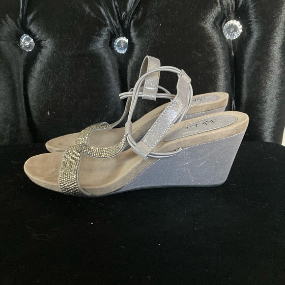 Silver Rhinestone Wedge Sandals - Picture 2 of 3